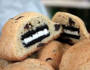 oreo inside a chocolate chip cookie